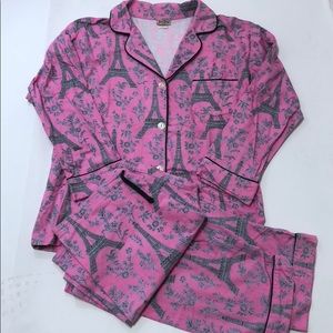 BedHead 100% Cotton Flannel Size L Paris Pajamas